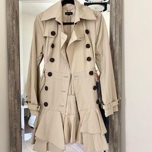 Bebe Ruffle Trench Coat